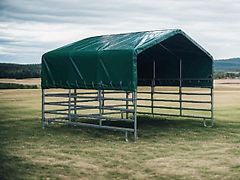 DM-Handel GmbH Weidezelt Zelt 4x3,6m✅Weidezelt Weideunterstand Weidezaun Stallzelt Panelzelt Pferd Rind Zelt Stall Unterstand Rundbogen Rundbogenzelt Planenzelt Steckfixzelt Offenstall Schafe Alpaka