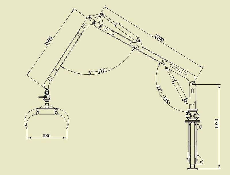 Forstkran Kran HRK3000 Forstkran, Rückekran, Kran mit Rotator für Dreipunkt, 4,6m, 2.000Kg