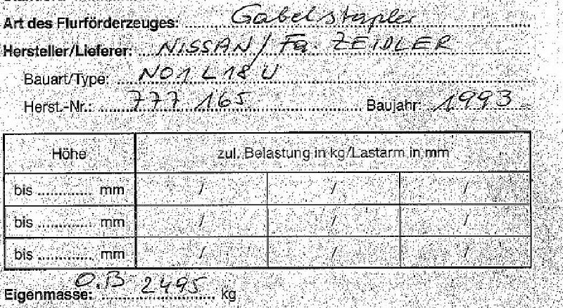 Nissan ELEKTRO STAPLER NISSAN 1.8TO DEFEKT